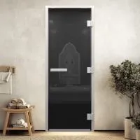 дверь хамам "графит" 200х70 8 мм коробка аллюминий банный эксперт