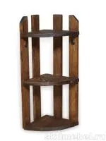 полка угловая №6м три полочки 47см массив сосны старение, палисандр, ирб