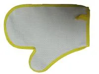 рукавица для бани и сауны "нежность", хлопок, (желтый кант), бацькина баня